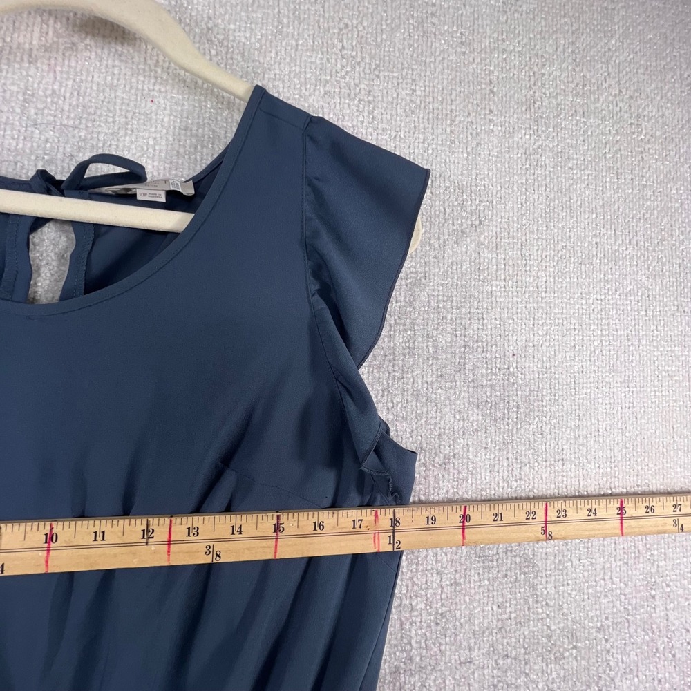 LOFT Outlet‎ Navy Blue Flutter Sleeve Wide Leg Cropped Jumpsuit 10P Petite - Picture 5 of 9